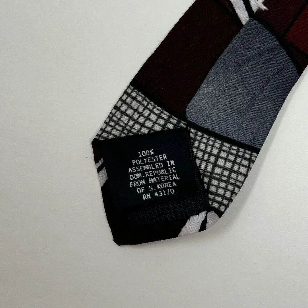 Manhattan Red Abstract 100% Polyester Neck Tie L 56